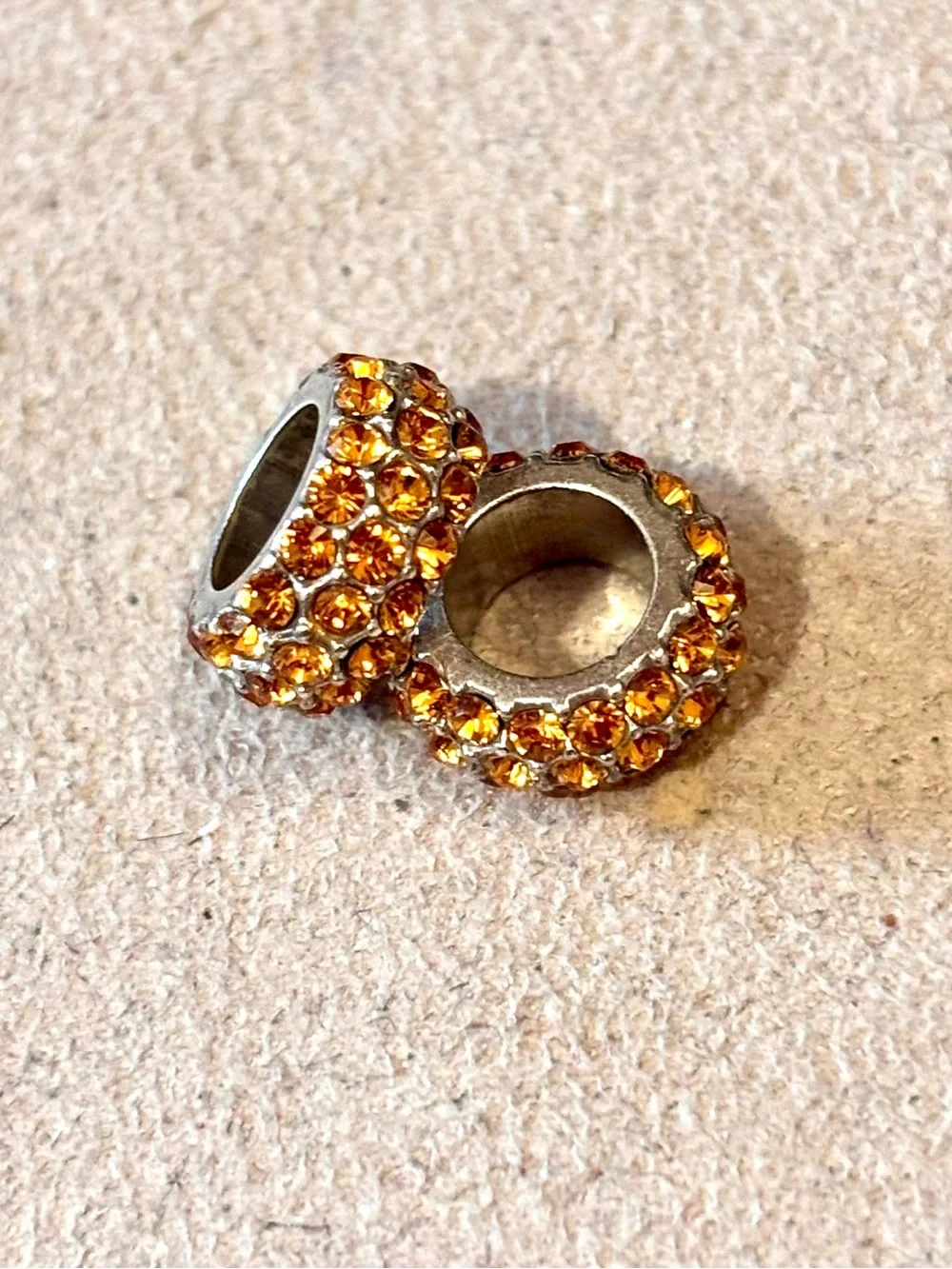 Two Brighton Glitter Spacers in yellow Thin beads Three rows of crystals Retired